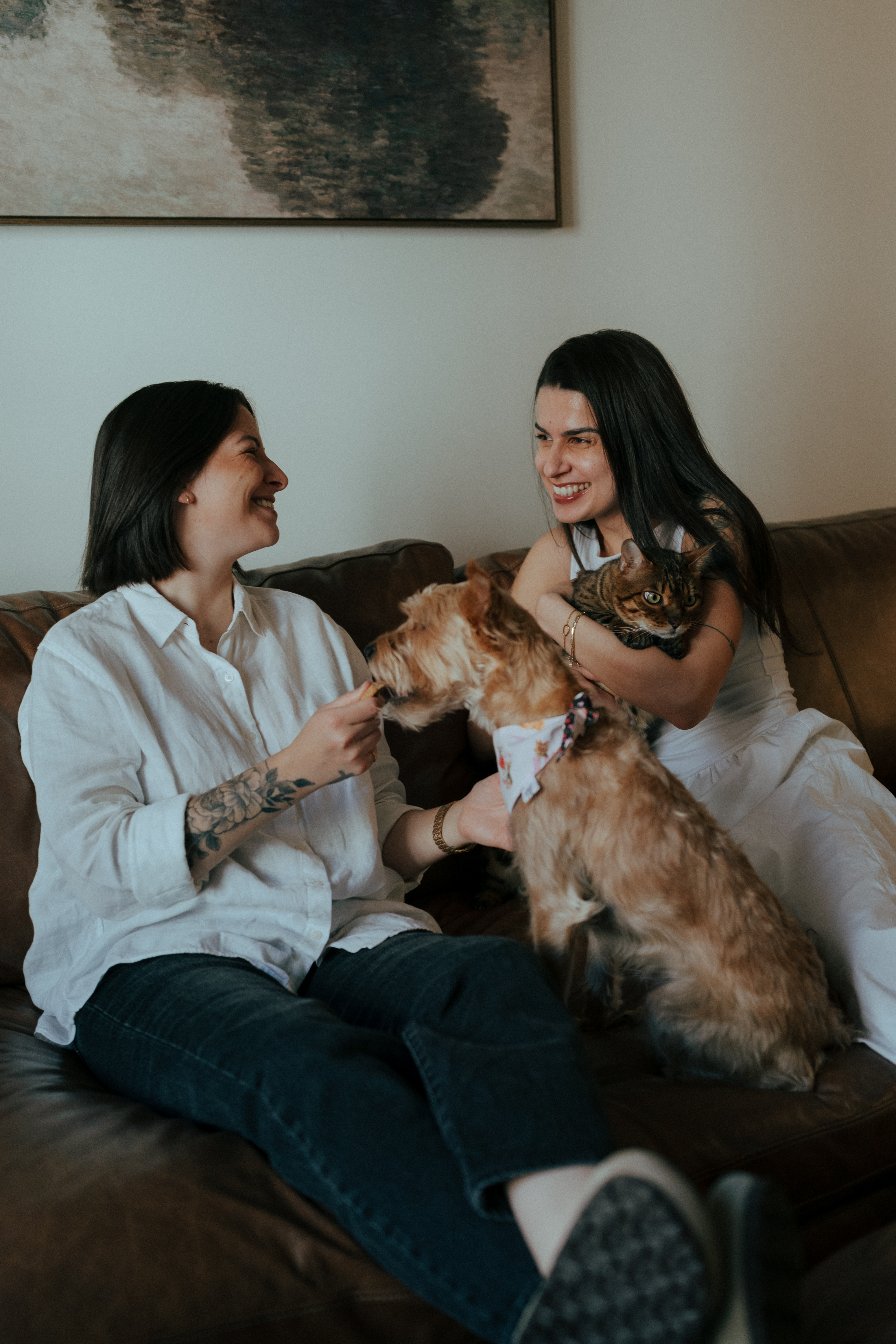 A photo of Sam Moreno with Pets and her Partner